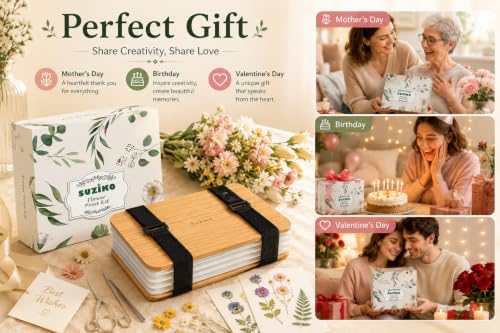 Professional Flower Press Kit 6 Layers 6.3 x 8.3 inch, Flower Pressing Kit for Adults Kids, Leaf Press,Great Gift Valentine's Day - color: wood