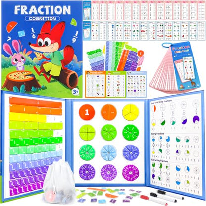 Magnetic Fraction Book for Kids, Magnetic Playbook Fraction Puzzle Set