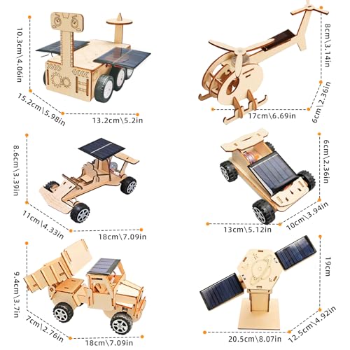 6-in-1 Solar STEM Wooden Building Kit for Kids Ages 6-14