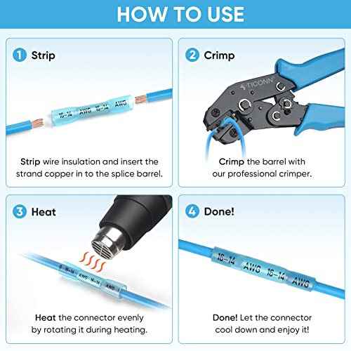 TICONN 600PCS Heat Shrink Butt Connectors, Crimp Wire Connectors Kit - size: Mix 600 PCS