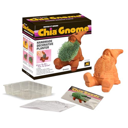Chia Pet Gnome with Seed Pack, Decorative Pottery Planter, Easy to Do and Fun to Grow, Novelty Gift, Perfect for Any Occasion - style: Gnome