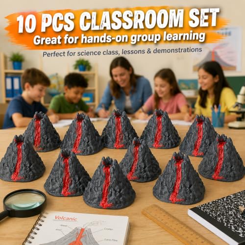 BESPORTBLE 10Pcs Volcano Science Kit Models, Plastic Eruption Demonstration Props for Kids Classroom Experiment, DIY Lava Mountain Toy Decorations Party Favors
