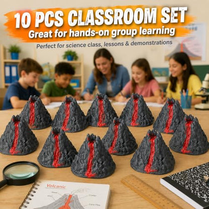 BESPORTBLE 10Pcs Volcano Science Kit Models, Plastic Eruption Demonstration Props for Kids Classroom Experiment, DIY Lava Mountain Toy Decorations Party Favors