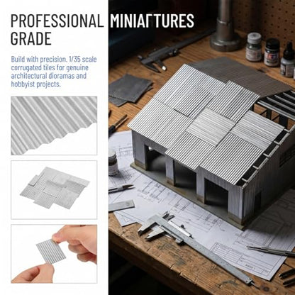 Artibetter Miniature Roof Tiles 16Pcs 1/35 Corrugated Scale Model Building Materials for Dollhouse Accessories and Architectural Scene Decoration DIY Projects