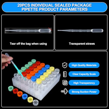 36pcs 5ml vials with caps Plastic Cryogenic Test Tubes with caps lab cryovial Tube Container cryovials with 20pcs 3ML Dropper Pipette (36pcs 5ml Test Tube) - size: 36pcs 5ml test tubes