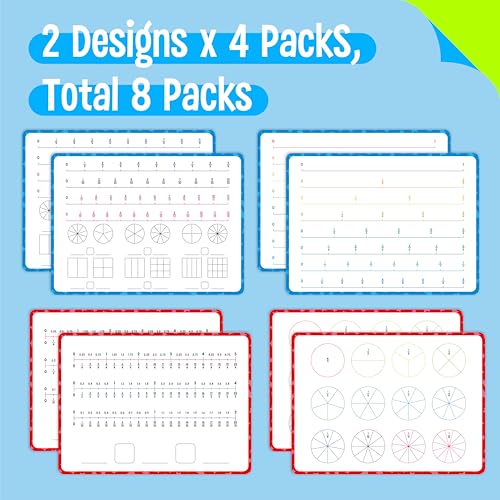 8 Packs Fraction Manipulative Whiteboards, Double-Sided Dry-Erase Number Line Bars, Writable and Erasable Math Learning White Board for Kids, 4th-8th Grade Students, Classroom, Home (12” x 9”) - color: Fraction Manipulative Whiteboards