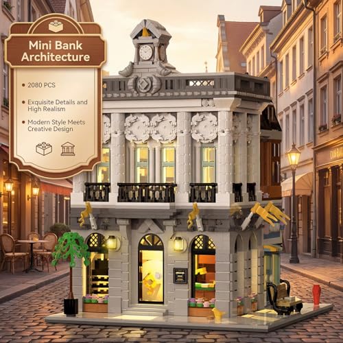 European City Bank Modern Modular Mini Building Set 2080PCS - style: Mini European City Bank