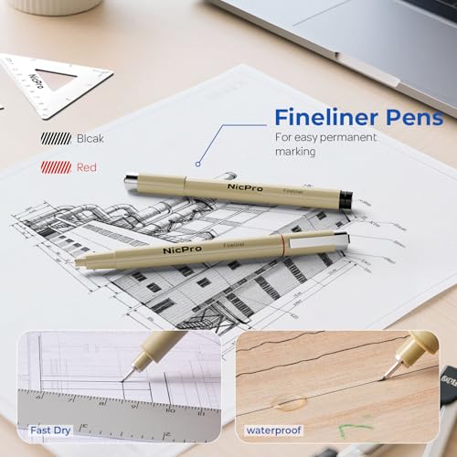 Nicpro 21PCS Professional Drafting Tools & Geometry Set with Case - size: 21 PCS