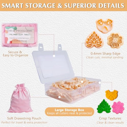 YANSH PROGLOBAL 65 Pcs Flower, Leaf & Animal Polymer Clay Cutters Set