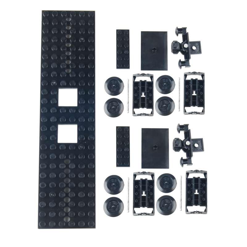 MOC City Creative Building Set – Train Base Wheels, Low-Loader Truck & Railway Tracks DIY Kit (Compatible with Technical Parts 92339, 92088, 4025) (1PCS Train Base) - style: 1PCS Train Base
