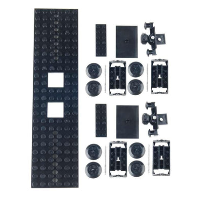 MOC City Creative Building Set – Train Base Wheels, Low-Loader Truck & Railway Tracks DIY Kit (Compatible with Technical Parts 92339, 92088, 4025) (1PCS Train Base) - style: 1PCS Train Base