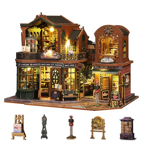 Plustopoy DIY Miniature House Kit, Bookshop Book Nook for Adults - style: Twilight Bookstore