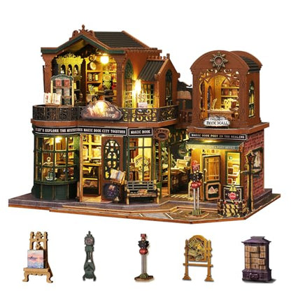 Plustopoy DIY Miniature House Kit, Bookshop Book Nook for Adults - style: Twilight Bookstore