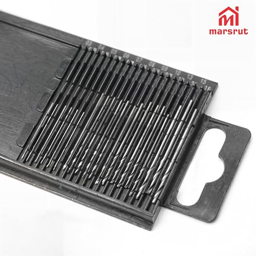 Micro Drill Bit Set, Mini Drill Bits, 20Pcs 0.3-1.6mm Wire Twist, Pin Vise Hand Precision Aluminum Rotary Tool, Miniature Vice for Wood Plastic PVC Drilling Carburetor Jets Jewelry Crafts Hobby Model