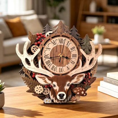 3D Wooden Puzzle for Adults - Forest Deer Clock - color: Forest Deer Clock