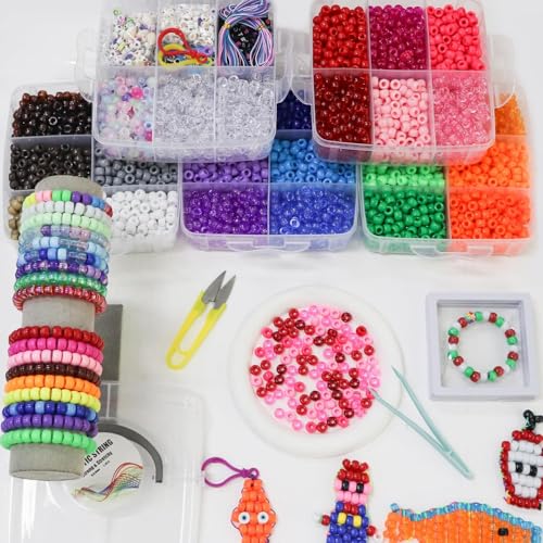 LIS HEGENSA 6300Pcs DIY Childrens Craft Pony Beads Friendship Bracelet Kit - color: 6300PCS