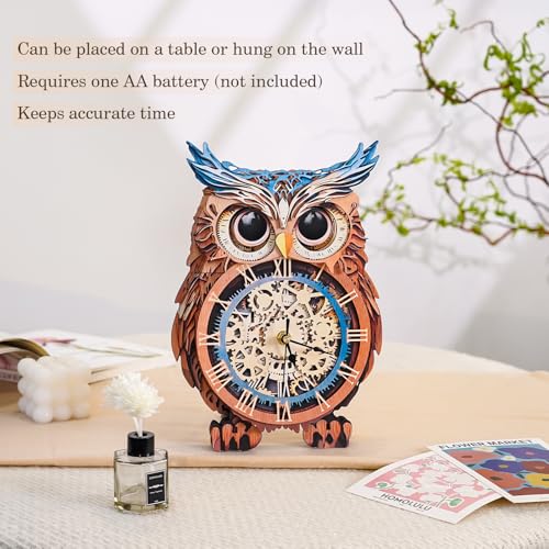 KAAYEE 3D Puzzles for Adults Owl Clock Bird Wooden Puzzle DIY Craft - color: Cute Owl Clock