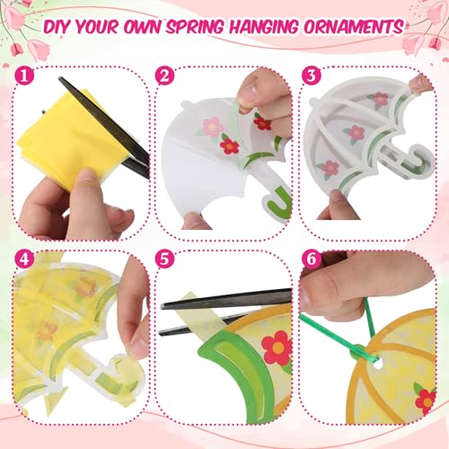 Feifeiya 24 Set Back to School Suncatcher Crafts, DIY Tissue Paper Kit Flower Umbrella Rain Boot Hanging Decor Window Art for Back to School Vbs Home Activity Party Favors(Rainy) - style: Spring Rainy