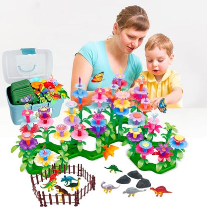 Toys Gifts for Age 2 3 4 5 6,167 PCS Dinosaur Flower Garden Building Blocks - style: Dinosaur Flower Garden