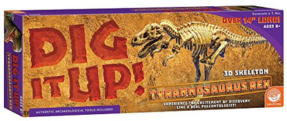 MindWare Dig It up Tyrannosaurus Rex Fossil Excavation Kit – Dinosaur Stem Toy for Kids – Includes Fossil Block, Hammer, Chisels, Brush, & Sponge