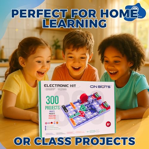 OnBots 300 STEM Electronics Kit | for Kids Age 8 + | Build 300 Science Projects to Learn Circuits & Engineering | 60 Parts & Full Colour Manual | Perfect Christmas and Birthday Gift for Boys & Girls