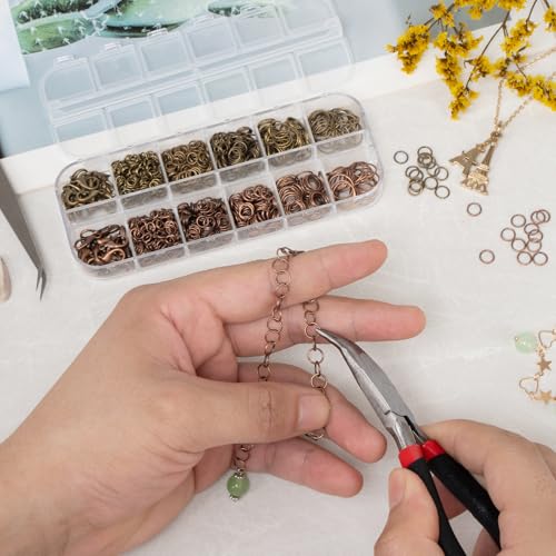 Amrules 1200 Pcs Jump Rings, Jewelry Making Kit, Antique Cyan & Antique Red - color: Antique Cyan & Antique Red