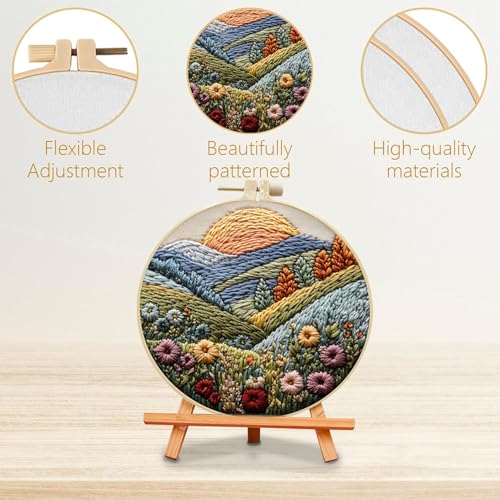 SCECALA 3 Pack Mountain Tree Landscape Embroidery Kit - color: Orange