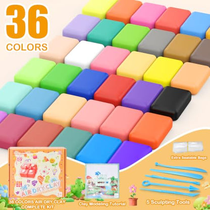 Air Dry Clay for Kids 36 Colors Birthday Gifts Toys for Boys Girls 3-8