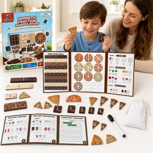 Magnetic Fraction Playbook, Pizza & Chocolate Tiles K-3