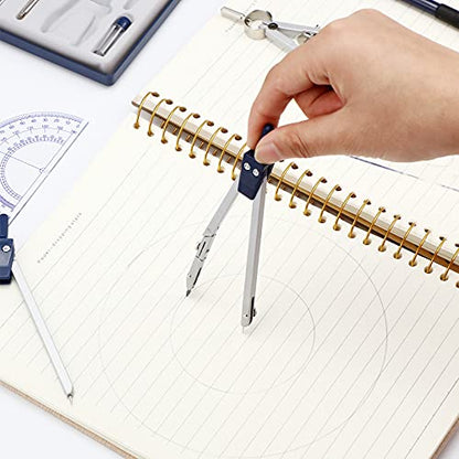 Outus 13 Pcs Geometry Set for Students Metal Compass Math Protractor - color: Blue