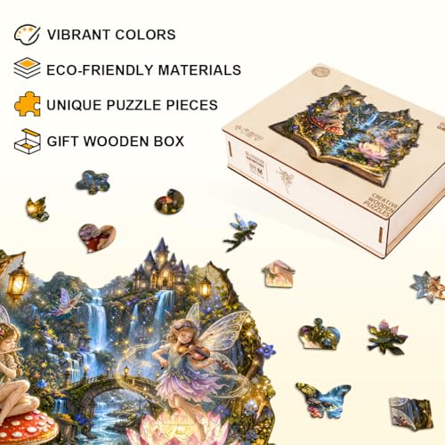 Wooden Puzzles for Adults, 8.5 * 7.5 in 90 pcs Blossom Fairy Jigsaw Puzzles - color: Blossom Fairy, size: Small