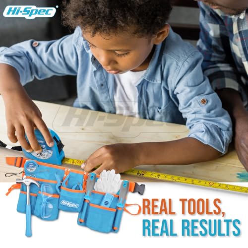 Hi-Spec Kids Tool Set with Tool Belt for Real Child-Sized STEM DIY, Blue - color: Blue, size: 16 Piece