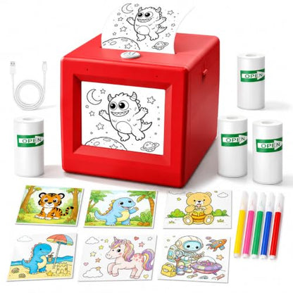 AI Voice Sticker Printer for Kids, Inkless|Wireless|Rechargeable Portable AI Mini Sticker Maker for DIY Arts and Crafts,3 4 5 6 7 8 9 10 11 12 Year Old Boys Girls Birthday Gift