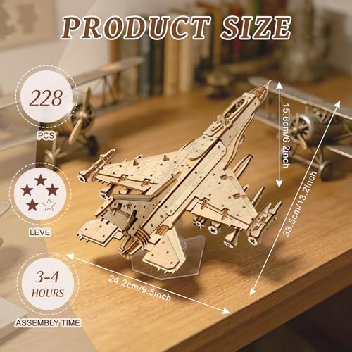 3D Wooden Puzzles for Adults, DIY Airplane Model Building Kit