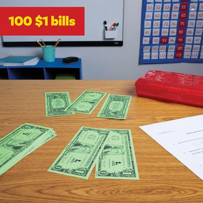 LEARNING ADVANTAGE One Dollar Play Bills, Set of 100, Sized Like Real Cash - style: $1 Bills