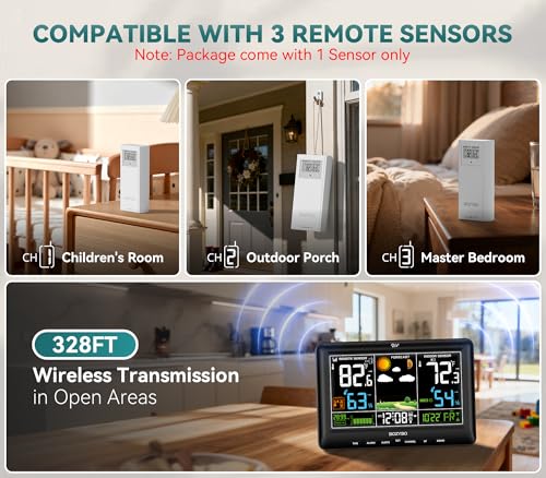 BOZYBO Weather Station Wireless Indoor Outdoor Thermometer Atomic Clock
