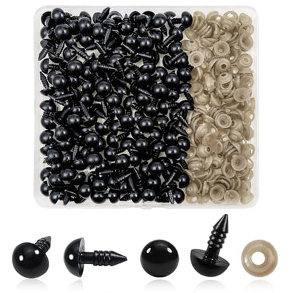 TOAOB 150pcs 10mm Black Plastic Safety Eyes Crafts Safety Eyes with 150pcs Washers for Stuffed Animals Amigurumis Crochet Doll Making - size: 10mm