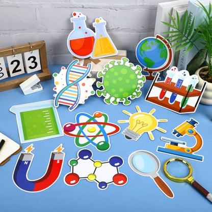 JUNEBRUSHS 60Pcs Science Bulletin Board Decorations Classroom Cutouts - style: Scientific Style