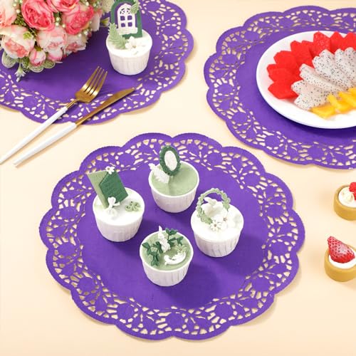 Yexiya 200 Pcs Lace Paper Doilies 14 Inch Round Foil Placemats, Purple - color: Purple