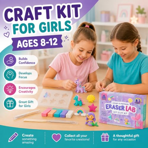 Eraser Lab Mermaid & Unicorn Eraser Making Kit for Kids 4-12 - style: Unicorn & Mermaid
