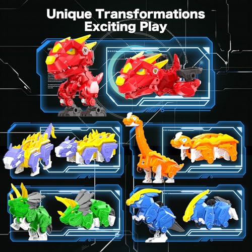 5-in-1 Dino Robot, STEM Building Toy with Triceratops for Kids 6+