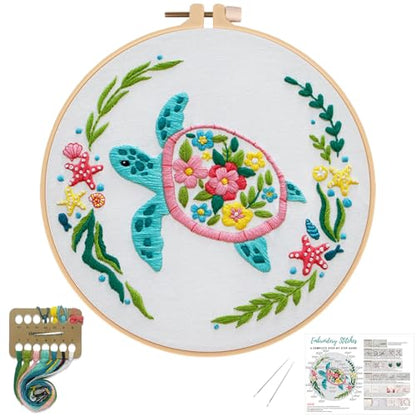 Louise Maelys Sea Turtle Embroidery Kit for Beginners - color: turtles