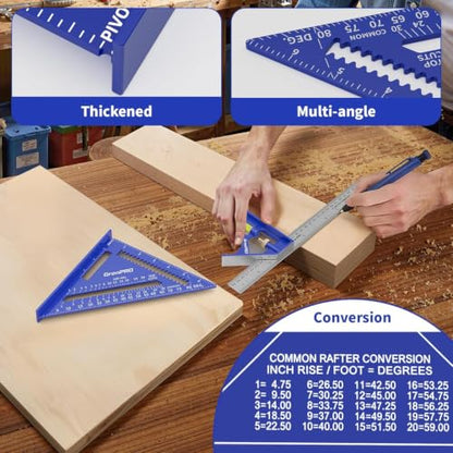 GRENPRO Combination Square Set, 7 & 12 Inch Aluminum Zinc Carpenter Tool - style: With Bubble Level