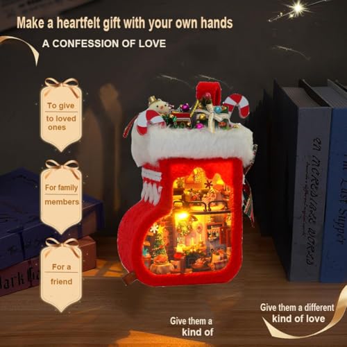 3D Wooden Book Stand Puzzle DIY Dollhouse Wood Nook Model Building Kit with LED Light for Adults to Build Creativity Christmas Halloween - color: Th56