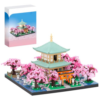 HJPLPXH Japanese Bonsai Tree House Cherry Blossom Micro Building Block Sets - style: Cherry Blossom