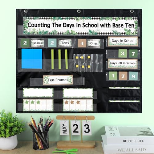 Greenery Back to Counting The Days with Base Ten Place Value Teaching Materials Counting for Activities Bulletin Board Home Decor - style: Greenery