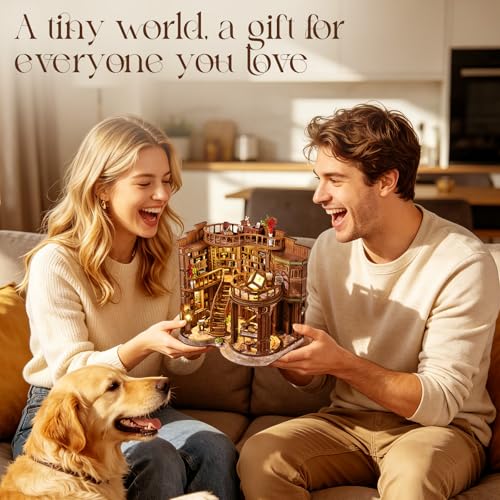 DIY Book Nook Kit, 3D Wooden Puzzle Miniature Booknook Bookend Bookshelf Decor with LED Light,Cherry Blossom Bookstore Bookshelf Insert Booknook, Book Nook Kits for Adults