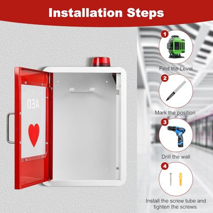 AED Cabinet Wall Mount Magnetic Door with AED Sign Included