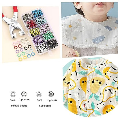 100 Sets Metal 9.5mmSnaps Buttons, Five Claw Buckle Installation Plier Tool Set, Seam Free Invisibility Snap Fastener Plier Tool, Metal Prong Snaps Buttons for Clothing Leather Crafting Sewing