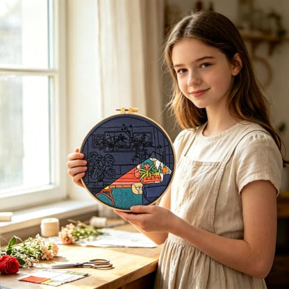 Crafmanoe Plants Embroidery Kits for Beginners Adults, Home Hand Embroidery Starter Kit, Stamped Cross Stitch Kits Needlepoint Kits for Beginners Adult, Embroidery Hoop, Thread, Fabric, Video Tutorial - color: H2121